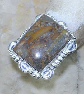 טבעת כסף 925 משובצת אבן ג'ספר אוטומן מידה 6.5