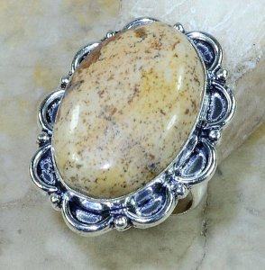 טבעת כסף 925 משובצת באבן ג'ספר מנומר מידה: 9