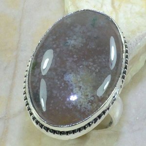 טבעת כסף 925 בשיבוץ אבן אגט אוושן אפרפר עיצוב אובלי מידה 7.5