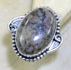 טבעת כסף 925 בשיבוץ אבן דנדריט אופל עיצוב אובלי מידה:6.75