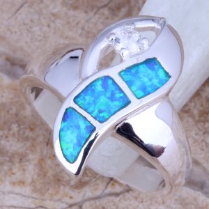 טבעת כסף 925 משובצת אבני אופל כחול