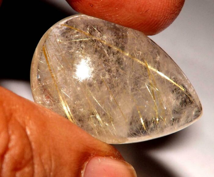 רוטילייד קוורץ Quartz-crystal מלוטש טיפה לשיבוץ - אפריקה במשקל: 23.10 קרט